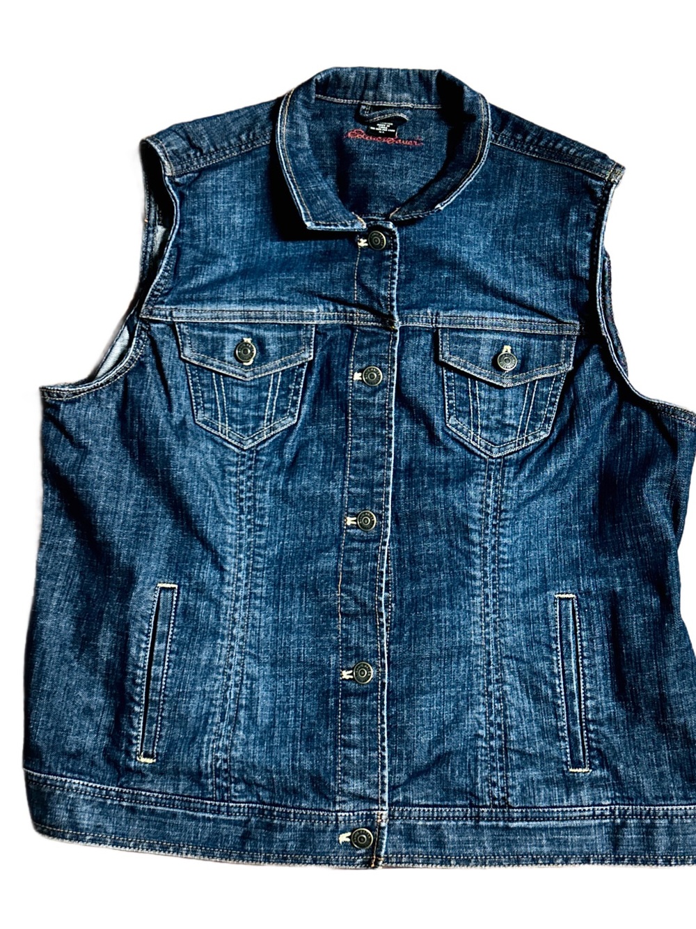 Eddie Bauer ~ Women’s  X-Large ~ Blue Denim Sleeveless Jean Vest